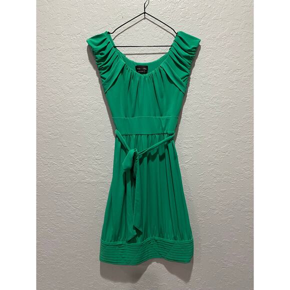 Max and Cleo Women's Green Y2K Jersey Knit Dress Sz 2 Party VTG - Picture 2 of 7